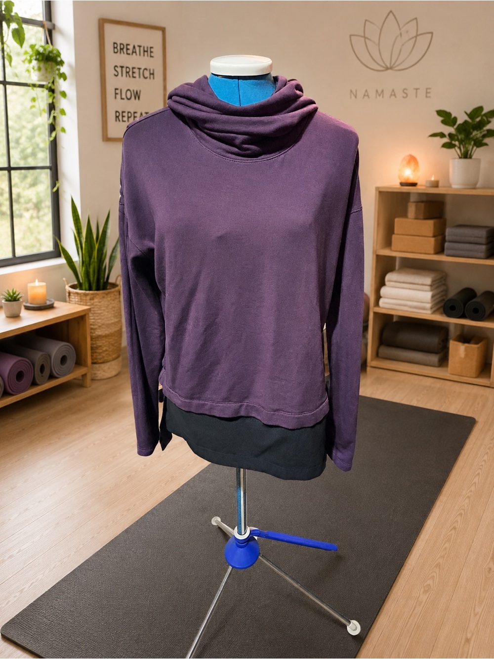 CALIA by Carrie Underwood Velvet-Look Purple Pullover